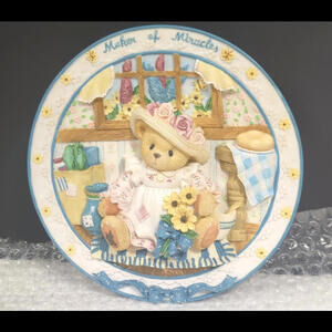 Cherished Teddies Maker of Miracles Mom Sitting In Kitchen Plate Vintage Rare